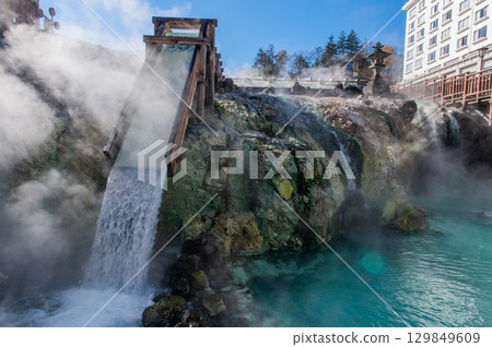 草津溫泉的象徵－湯畑風景 129849609