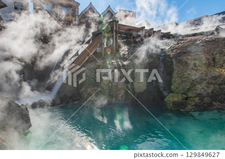 The symbol of Kusatsu Onsen - the Yubatake scenery The symbol of Kusatsu Onsen - the Yubatake scenery 129849627
