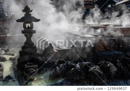 The symbol of Kusatsu Onsen - the Yubatake scenery The symbol of Kusatsu Onsen - the Yubatake scenery 129849637