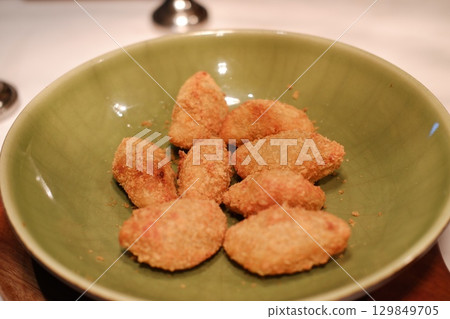 Golden Brown Fried Croquettes Ready to Serve Golden Brown Fried Croquettes Ready to Serve 129849705