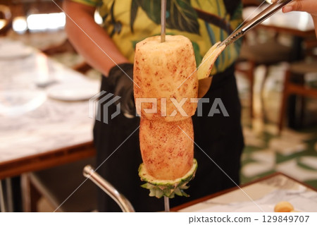 Caramelized Pineapple Served Brazilian Style 129849707