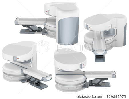 Open MRI scanner, multiple views. 3D rendering 129849975