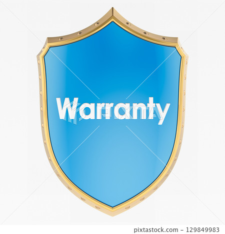 Warranty, blue shield. 3D rendering 129849983