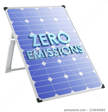Zero Emissions concept with solar panel. 3D rendering 129849985