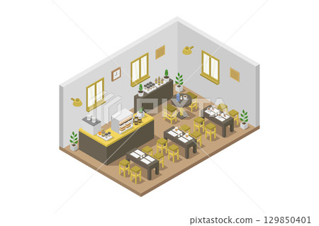 Isometric coffee shop 129850401