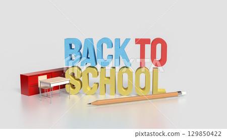 The Back to school text for education concept 3d Rendering. 129850422