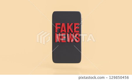 The Red Fake News on Mobile  image 3d Rendering. 129850456