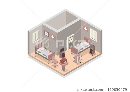 Isometric hospital room 129850479