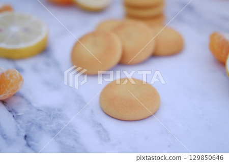 Stack of Simple Round Cookies for Snack Time Stack of Simple Round Cookies for Snack Time 129850646