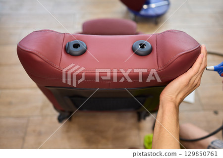 Repairing a Leather Chair Perfectly Using High-quality and Precision Tools to Enhance Comfort 129850761