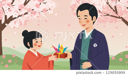 The best smile! A gift from a daughter to her father 129850909