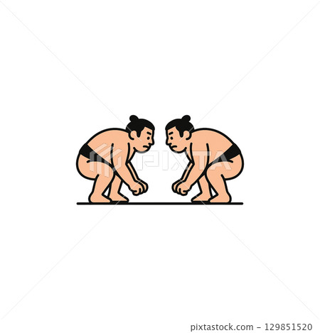 Sumo wrestling match color icon, material, no background, illustration, national sport, sumo wrestler Sumo wrestling match color icon, material, no background, illustration, national sport, sumo wrestler 129851520