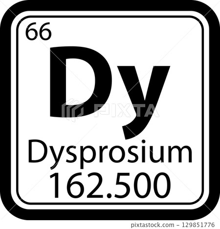 Dysprosium Dy chemical icon. The chemical element of the periodic table symbol. atomic number sign. flat style. 129851776