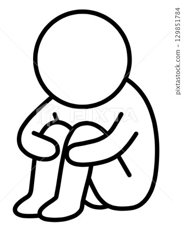 AI-generated image of a stick figure hugging its knees 129851784