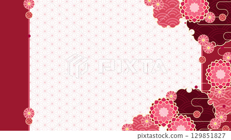 秋菊和日式圖案的時尚背景 129851827