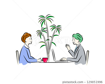 負責客戶服務的商人與向他諮詢的男性顧客之間的會面 | 商業場景 負責客戶服務的商人與向他諮詢的男性顧客之間的會面 | 商業場景 129851996