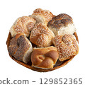 Fresh Bread Rolls isolated on white 129852365