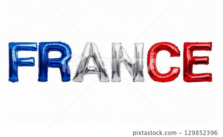 氣球顏色與法國國旗相同,上面寫著「FRANCE」字樣 氣球顏色與法國國旗相同,上面寫著「FRANCE」字樣 129852396