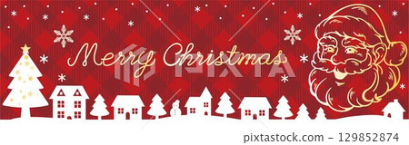 聖誕節橫幅，聖誕老人，城市景觀，剪影，設計，背景，框架，壁紙，插圖素材 129852874