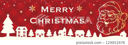 Christmas banner, Santa Claus, cityscape, silhouette, design, background, frame, wallpaper, illustration material Christmas banner, Santa Claus, cityscape, silhouette, design, background, frame, wallpaper, illustration material 129852876
