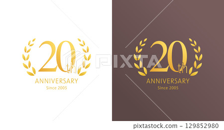 Luxury 20th anniversary vector icon. Gold, basic 129852980