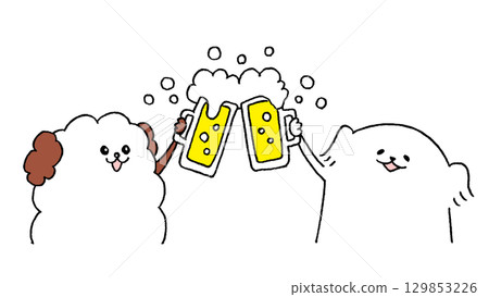 Dogs toasting with beer 129853226