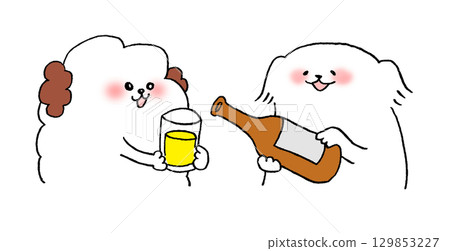 狗狗們一起倒飲料 129853227