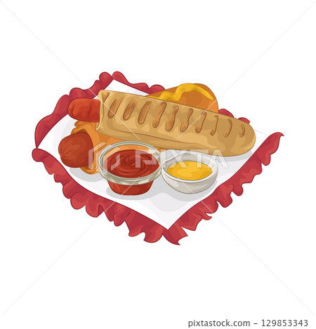 Illustration of Hotdog with Sauce Illustration of Hotdog with Sauce 129853343