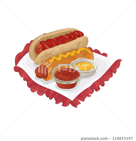 Illustration of Hotdog with Sauce 129853347