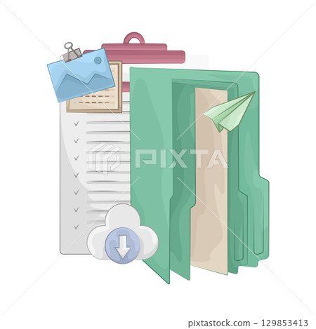 Illustration of Folder Download 129853413