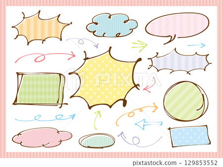 A set of cute, pop speech bubbles, frames and arrows A set of cute, pop speech bubbles, frames and arrows 129853552