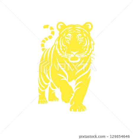 Walking Tiger Silhouette 129854646