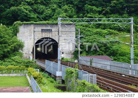 青函隧道本州方向北海道方向的入口及燈光（青森縣今別町） 129854887