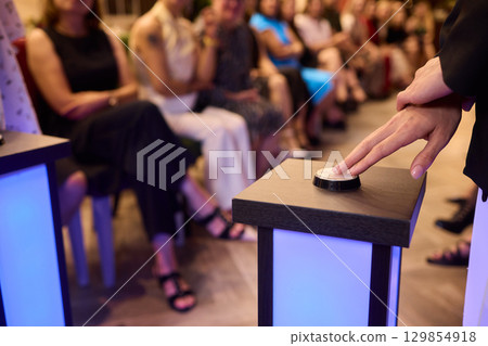 The Exciting Quiz Show Contestants Are All Set and Ready to Play for an Amazing Experience The Exciting Quiz Show Contestants Are All Set and Ready to Play for an Amazing Experience 129854918