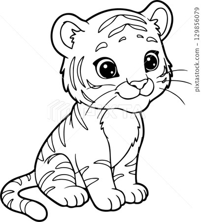 cartoon animal outline for coloring book 129856079