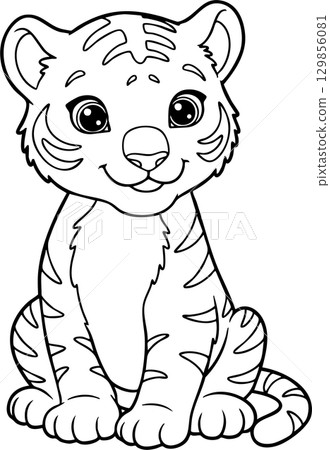 coloring book page with cute cartoon animal 129856081