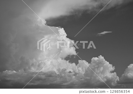 black and white image, buautiful sky with cloud in rainy day 129856354