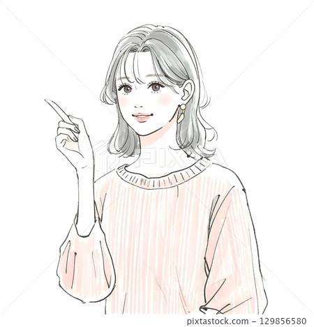 婦女和女孩的水彩和手繪插圖素材 婦女和女孩的水彩和手繪插圖素材 129856580