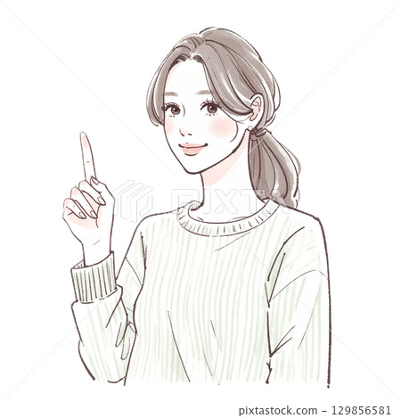 婦女和女孩的水彩和手繪插圖素材 129856581