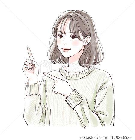 婦女和女孩的水彩和手繪插圖素材 129856582
