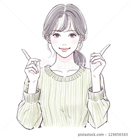 婦女和女孩的水彩和手繪插圖素材 129856583