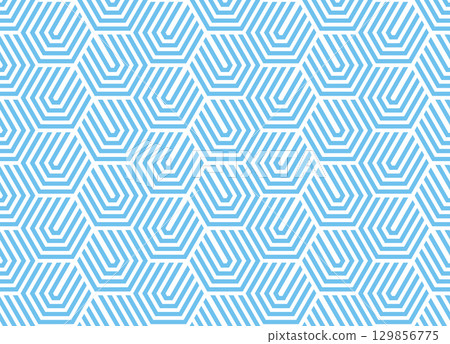 Abstract geometric pattern with stripes, lines. Seamless vector background. White and blue ornament. Simple lattice graphic design 129856775