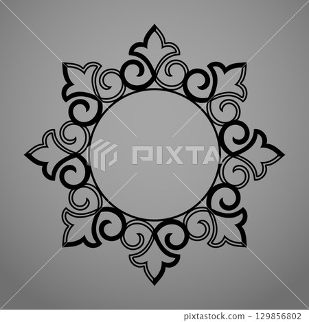 Decorative frame Elegant vector element for design in Eastern style, place for text. Floral black and gray border. Lace illustration for invitations and greeting cards Decorative frame Elegant vector element for design in Eastern style, place for text. Floral black and gray border. Lace illustration for invitations and greeting cards 129856802