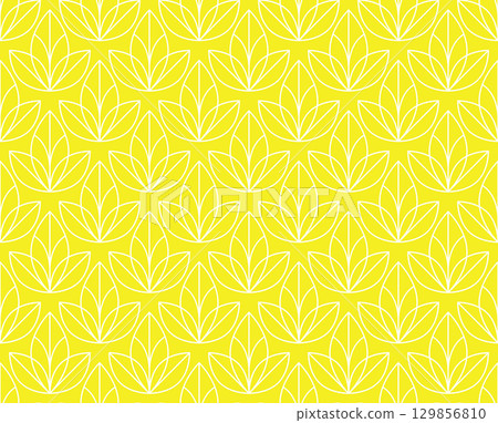 Flower geometric pattern. Seamless vector background. White and yellow ornament. Ornament for fabric, wallpaper, packaging. Decorative print 129856810