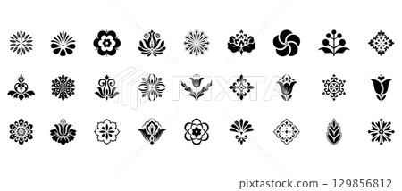 Flower icons set. Isolated elements for design. Vector graphics. Flower icons set. Isolated elements for design. Vector graphics. 129856812
