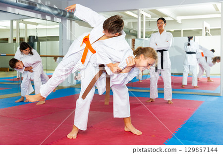 Kids training throws on aikido training Kids training throws on aikido training 129857144