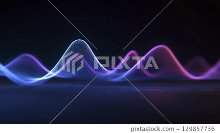 Abstract wave light spectrum audio digital blue purple color flow energy background creating smooth futuristic motion graphic visualization with vibrant glowing curves conveying sense of dynamic 129857736