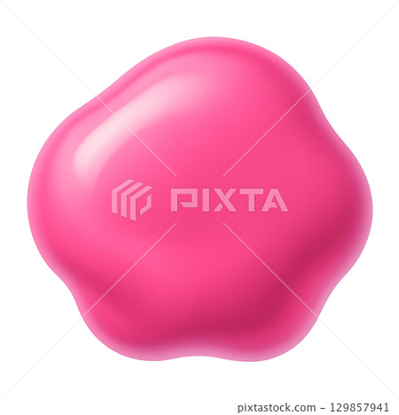 Glossy pink liquid-like shapes, luminous pink puddle-like designs, fantastically shining pink abstracts 129857941