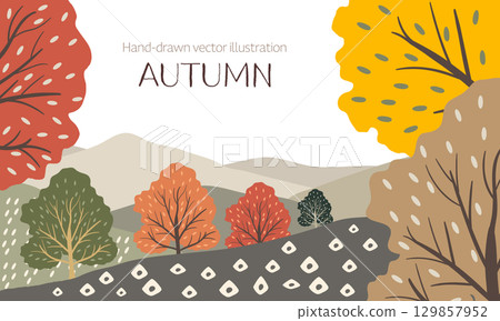 秋季風景畫框 秋季風景畫框 129857952