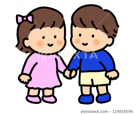 Boy and girl friendship illustration Boy and girl friendship illustration 129858596
